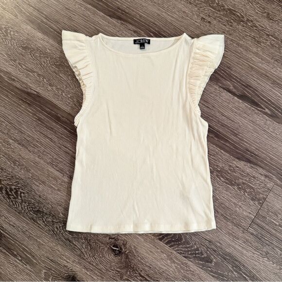 J. Crew Ribbed Flutter Sleeve Tank - Picture 1 of 5